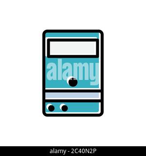 Computer case vector flat icon personal computer desktop tower. technology server. Design template vector Stock Vector