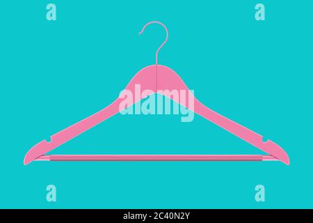 Premium Natural Finish Pinkn Hangers with Non Slip Bar in Duotone Style on a blue background. 3d Rendering Stock Photo