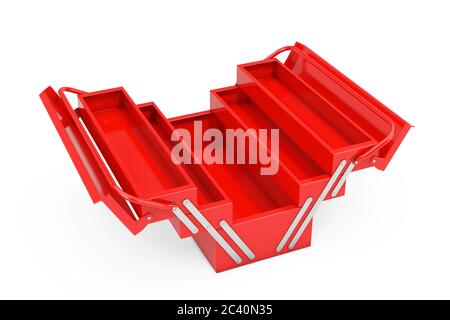 Red Metal Classic Toolbox on a white background. 3d Rendering Stock ...
