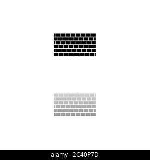 Brick wall. Black symbol on white background. Simple illustration. Flat Vector Icon. Mirror Reflection Shadow. Can be used in logo, web, mobile and UI Stock Vector