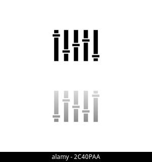 Equalizer. Black symbol on white background. Simple illustration. Flat Vector Icon. Mirror Reflection Shadow. Can be used in logo, web, mobile and UI Stock Vector