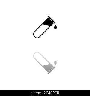Test tube. Black symbol on white background. Simple illustration. Flat Vector Icon. Mirror Reflection Shadow. Can be used in logo, web, mobile and UI Stock Vector