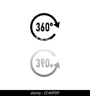 Angle 360 degrees. Black symbol on white background. Simple illustration. Flat Vector Icon. Mirror Reflection Shadow. Can be used in logo, web, mobile Stock Vector