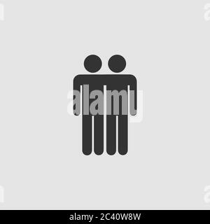 Best friends icon flat. Black pictogram on grey background. Vector illustration symbol Stock Vector
