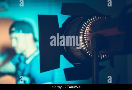 Professional Continuous Studio LED Lighting For Video Production. Studio Equipment. Stock Photo