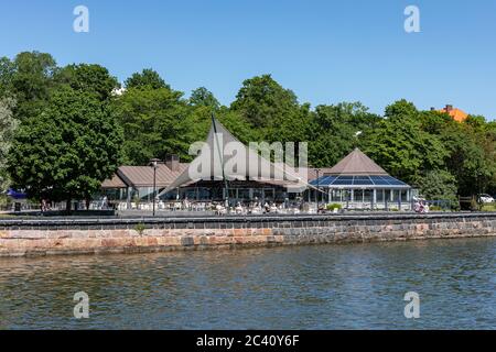 Café Ursula, popular seaside cafe with indoor and outdoor seating, next to Kaivopuisto Park in Helsinki, Finland Stock Photo