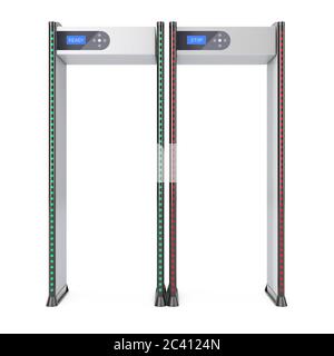 Safe Security Walkthrough Gates With Metal Detectors on a white background. 3d Rendering Stock Photo