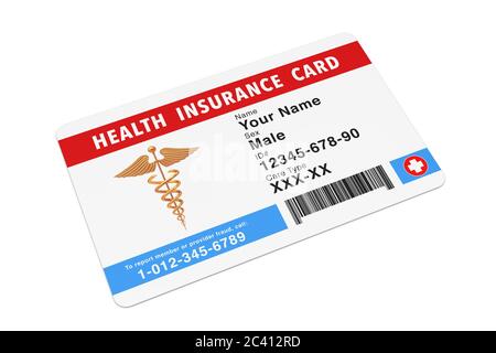 Health Insurance Medical Card Concept on a white background. 3d Rendering Stock Photo