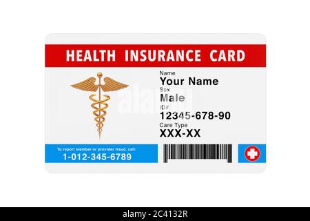 Health Insurance Medical Card Concept on a white background. 3d Rendering Stock Photo