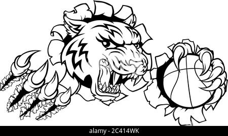 Tiger Baketball Player Animal Sports Mascot Stock Vector