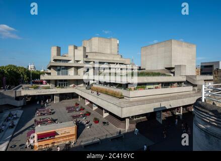 View of the terraces looking east, with St. Paul's and the Shard in the background. National Theatre, Lambeth, United Kingdom. Architect: Denys Lasdun Stock Photo