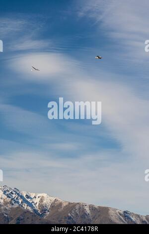 Gliding in Omarama is one of the favourite activity to do in New Zealand Stock Photo