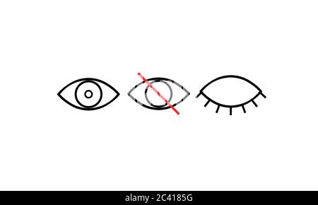 Privacy icon line. Open, closed, avoid eye contact. Vision symbols. Vector on isolated white background. Eps 10. Stock Vector