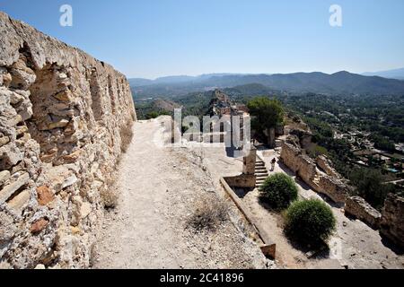 View of the ruins of the major castle in Xativa, Spain Stock Photo