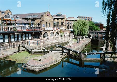 Deserted Camden Lock, North London UK, during the coronavirus lockdown, in late May 2020 Stock Photo