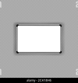 Empty white marker board realistic. Whiteboard for your design on isolated background. Eps 10 vector. Stock Vector