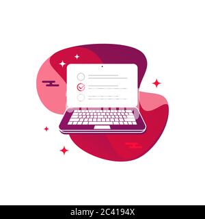 Checkboxes on laptop computer screen. Checklist and checkmarks. Modern concept for web banners, web sites, infographics. Isolated vector illustration Stock Vector