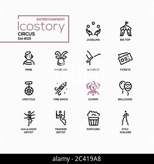 Circus - modern colorful line design style icons Stock Vector
