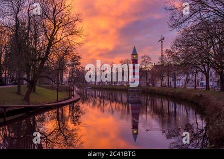 Lighthouse in Breda by the sunset Stock Photo