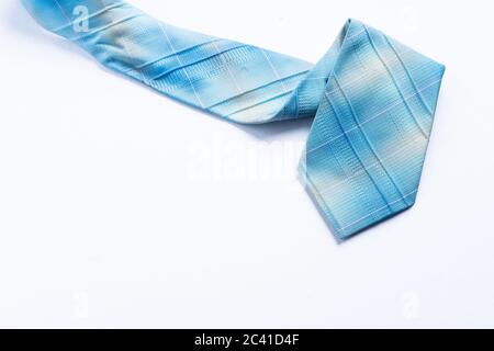 Light blue neck tie isolated on white with copy space for text Stock Photo