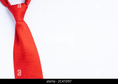 Red neck tie isolated on white with copy space for text Stock Photo