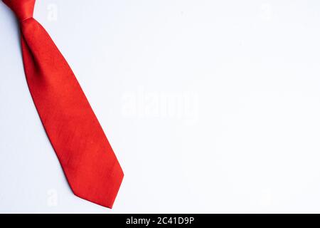 Red neck tie isolated on white with copy space for text Stock Photo