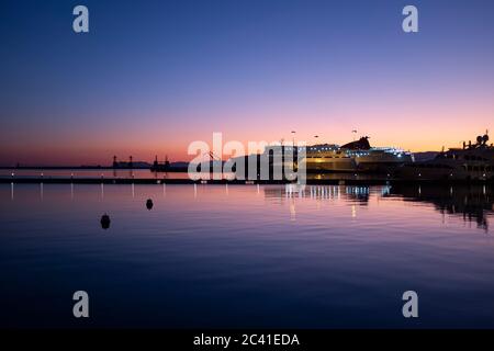 Port of Cagliari By Night Stock Photo