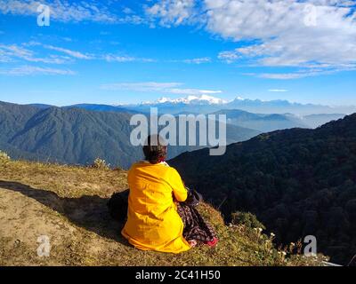 the view of mount kanchenjunga gives you the peace of mind Stock Photo