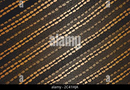 Distressed overlay texture of golden weaving fabric, ornamental knitted sweater, plait, jersey, pullover. grunge background. abstract halftone vector Stock Vector