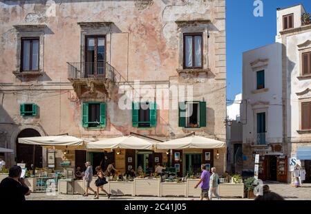 Polignano a Mare, Italy - September 17, 2019: Vittorio Emanuele II square in Polignano a Mare. Apulia. Italy Stock Photo