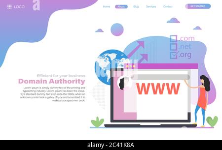 Vector web header template of domain authority in flat Stock Vector