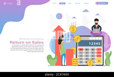 Vector web header template of return on sales Stock Vector