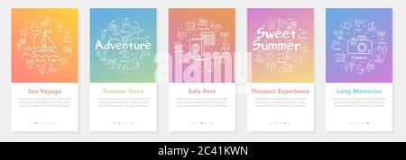 Vertical vector summer five banners - sea voyage and summer tours Stock Vector