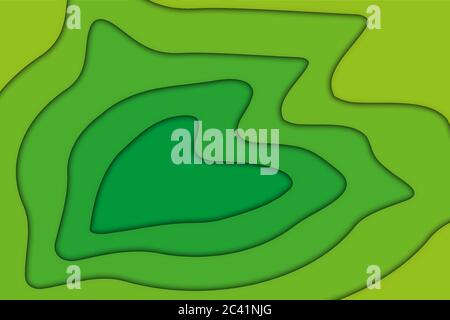Abstract Green Gradient 3D Paper Cut Shapes Background Stock Vector