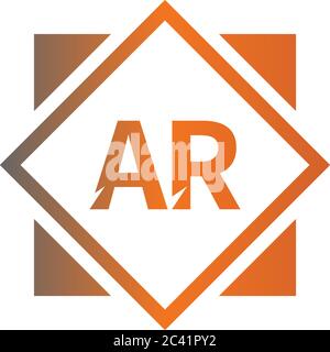 Square Ar Logo Letters Design Concept In Black And Orange Color Illustration Stock Vector Image Art Alamy