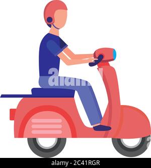 Avatar man with helmet on motorcycle design, Boy male person people human social media and portrait theme Vector illustration Stock Vector