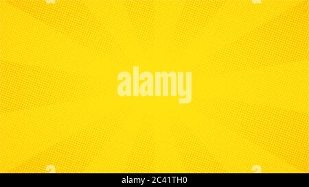 Yellow pop art comic halftone dots background, vector illustration Stock Vector
