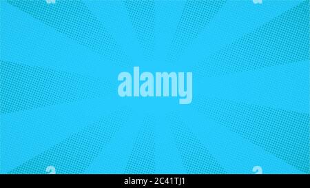 Blue pop art comic halftone dots background, vector illustration Stock Vector