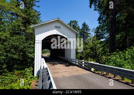 OR02581-00....OREGON - Mosby Creek Bridge built in 1920 near the town of Cottage Grove, Lane County. Stock Photo