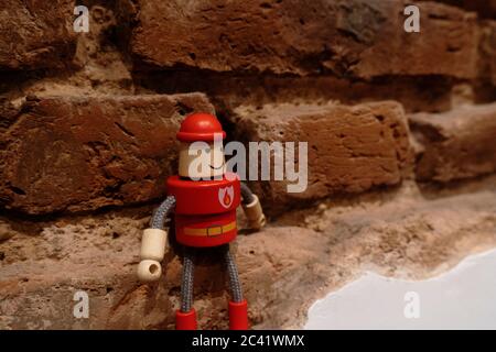 A fireman´s toy. Made in wood and plastic Stock Photo