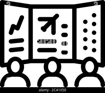 air navigation dispatcher display icon vector outline illustration Stock Vector