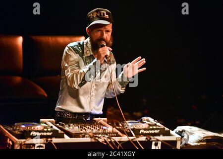 Shantel, balkanic music DJ and producer, performing live Stock Photo