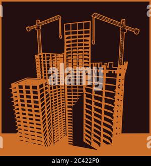 Stylized vector illustration on the theme of the construction Stock Vector