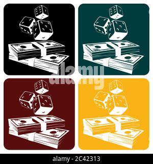 Stylized illustration on the theme of gambling, money, casino and fortune Stock Vector