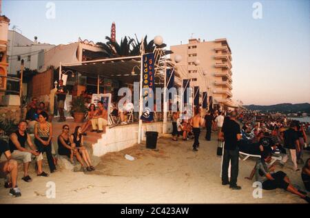 Watching the sunset outside Cafe Mambo in San Antonio Ibiza Balearic Islands Spain Stock Photo