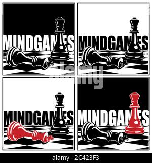 Stylized vector illustration on the theme of chess, intellectual games and conceptual illustrations of development strategies, teamwork, etc. Stock Vector