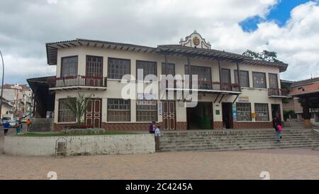 Inmaculada Concepcion de Loja, Loja / Ecuador - March 30 2019: View of the municipal market of San Sebastian located in the Independence Square Stock Photo