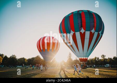 Hot Air Balloons in Summer Stock Photo