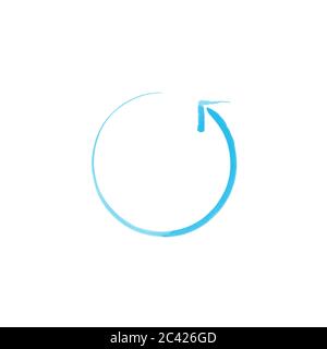 360 degrees hand drawn arrow, label, sticker, icon illustration on white background. Stock Vector
