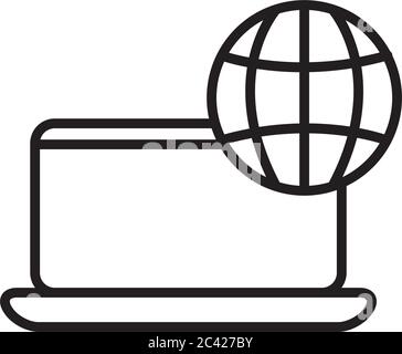 laptop computer and global sphere over white background, vector ...